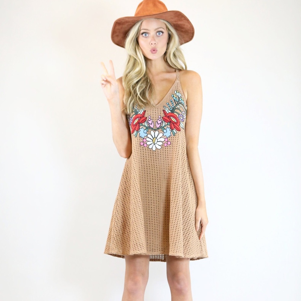 Judith March Spaghetti Strap Crochet Dress